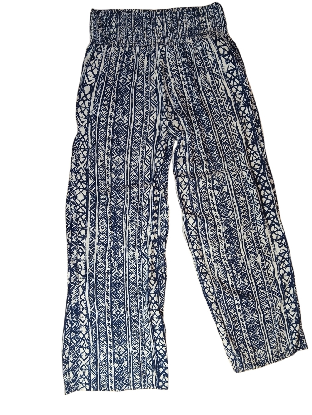 Anthropologie Boho Print Navy & White High Waist Pants - Picture 2 of 5